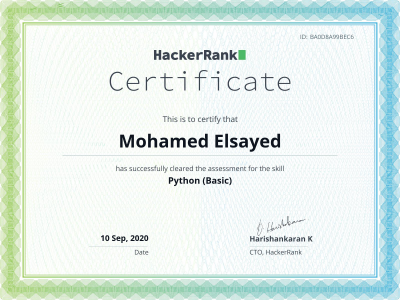 HackerRank - Python (Basic) Certificate