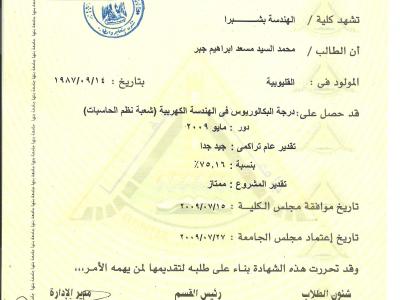 Certificate of Bachelors In Arabic