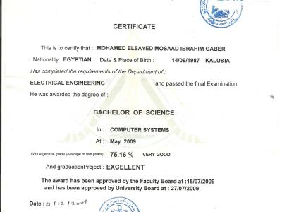 Certificate of Bachelors In English